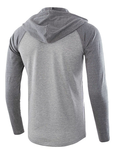 Sudadera Informal Para Hombre Capucha Henley Ligera Bloque