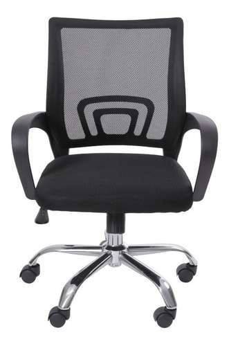 Imagen 3 de 4 de Silla de escritorio BoxBit 3310 base de polipropileno ergonómica negra con tapizado de mesh y poliéster