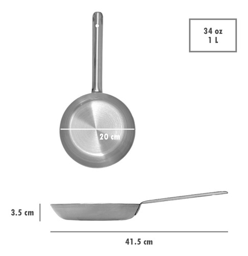Sartén Profesional 20cm Acero Inoxidable Acero
