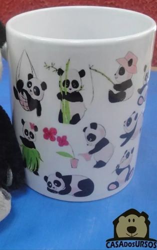 Caneca De Porcelana Tema Pandas Diversão - Casa Dos Ursos
