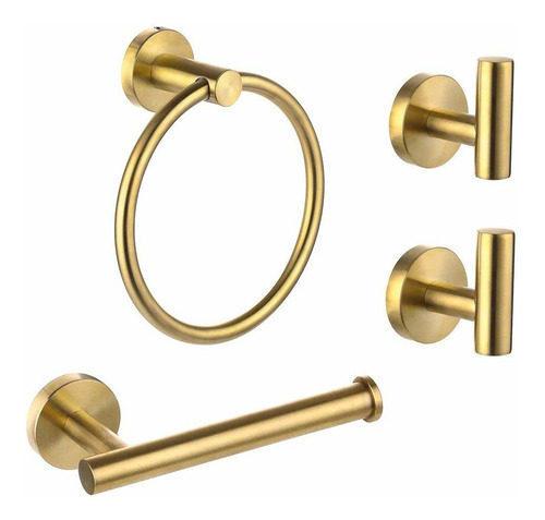 Set De 4 Accesorios Para Baño Dorado Cepillado Ntipox -8mq5