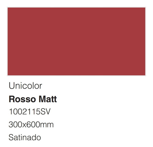 Ov Porcelanato Rojo Mate 30x60 Rosso 1002115sv 