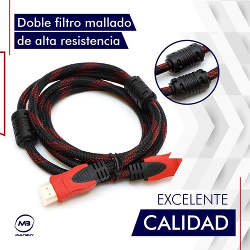 Cable Hdmi Mallado 1.5 Metros Oro Audio Video Tv Hd 1080p 4k