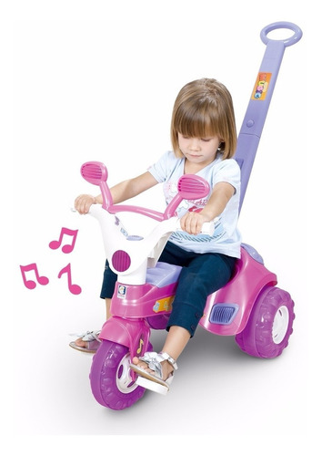 Triciclo Velotrol Infantil Baby Music Rosa Menina - Cotiplas