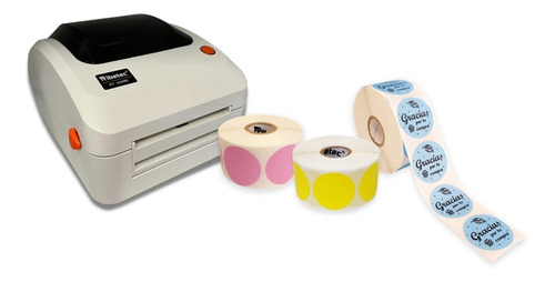 Kit Impresora Etiquetas Circulares Térmicas Varios Colores
