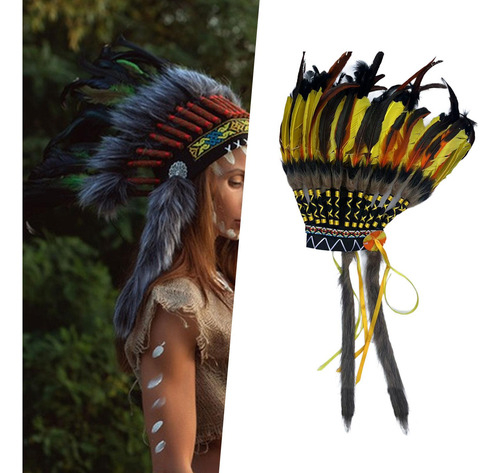 Diadema Con Sombrero Indio De Jefe Americano Para Fiesta De