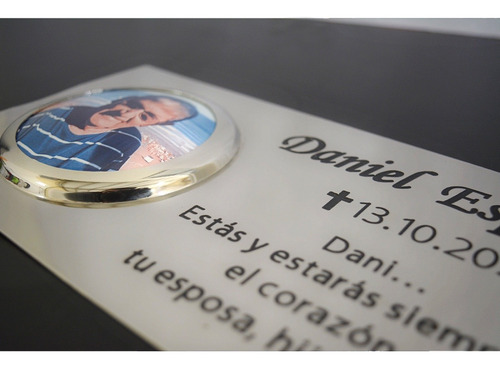 Placa Recordatoria, Lapida, Cementerio, 20x10cm Con Foto 6x6