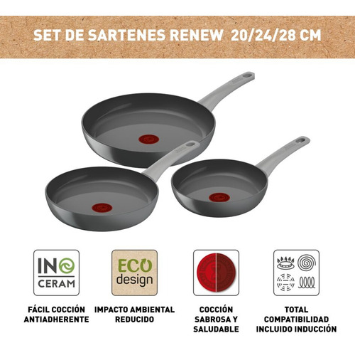 Set Sartenes 20/24/28 Cm Renew On, T-fal C4279132