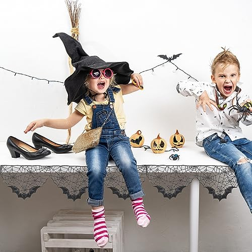 Mantel De Halloween De Encaje Negro Diseño De Telarañ...