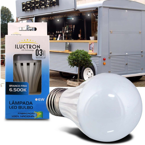 Lâmpada Led Bulbo 6w 12 Volts Luz De Emergência 6500k Branco