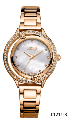 Reloj Mujer Loix® L1211-3 Oro Rosa Con Tablero Blanco