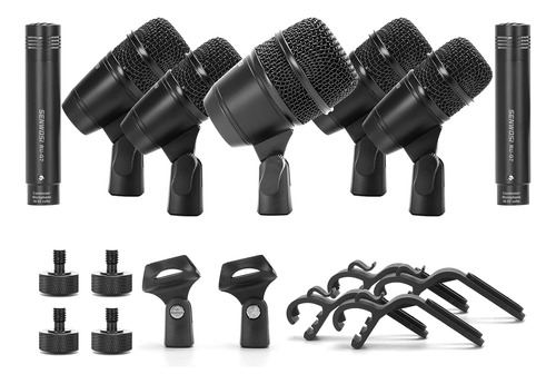 G7 7 Piece Metal Wired Dynamic Drum Mic Kit Kick Bass, ...