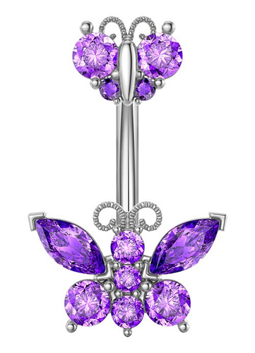 Piercing Ombligo De Mariposa Navel Violeta Y2k 