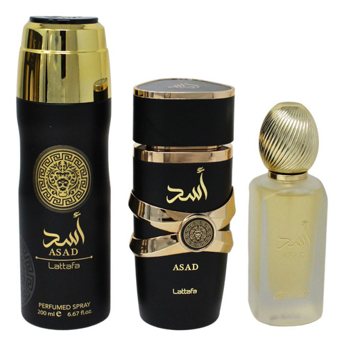 Lattafa Asad Set De 3 Pz Con Body Mist Para Hombre