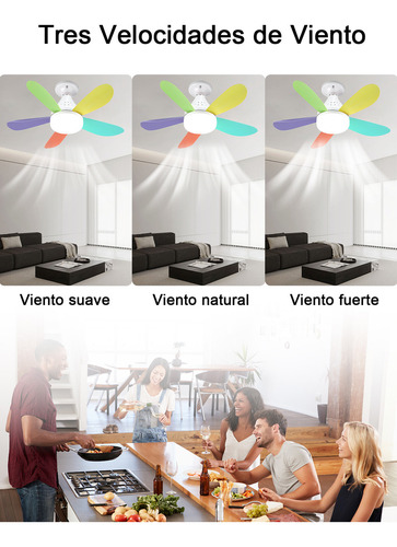 Ventilador De Techo Con Luz Lampara De Ventilador E27 30w