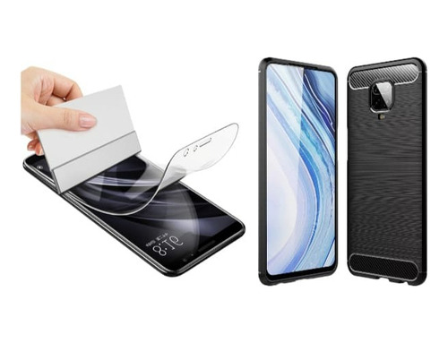 Funda Carbono + Hidrogel Compatible Con Redmi Note 9s 9 Pro