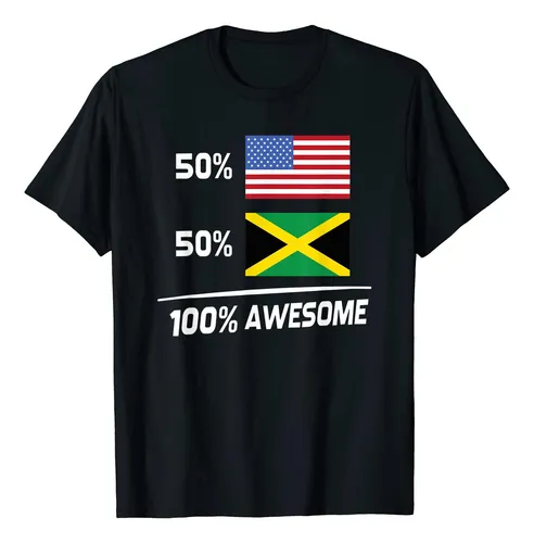 Camiseta Con La Bandera De Jamaica, Mitad Jamaicana, Mitad A