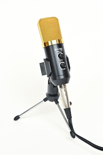 Microfono Condenser Hügel Negro Con Reverb Y Soporte Tripode