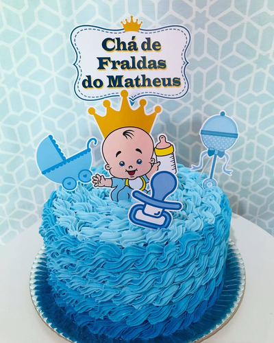 Topo De Bolo Personalizado, Tema: Chá De Fraldas