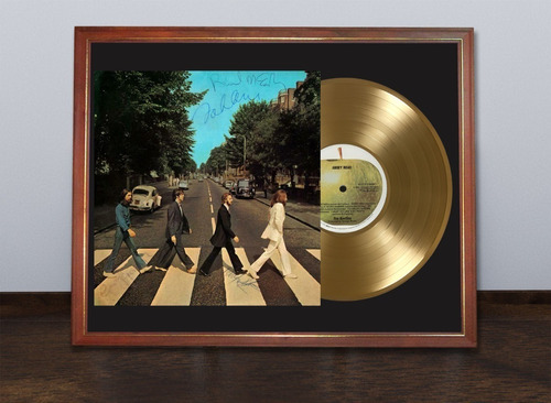 The Beatles Abbey Road Tapa Lp Firmada Disco Oro Cuadro