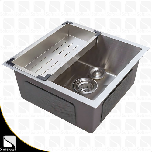 Kit Cuba Cozinha Gourmet 44x44 Inox Com Torneira Monocomando Cor Escovado