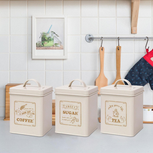 Juego De Recipientes Para Mostrador De Cocina De 3 Lechoso