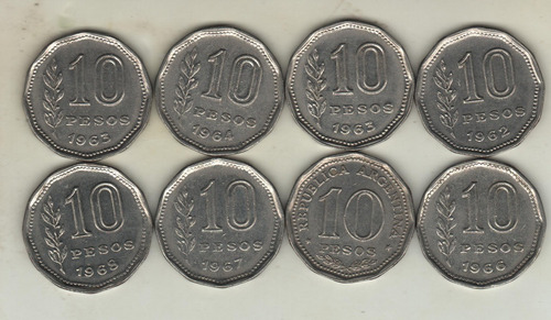 Argentina Serie Completa C/conm. De 10 Pesos Moneda Nacional