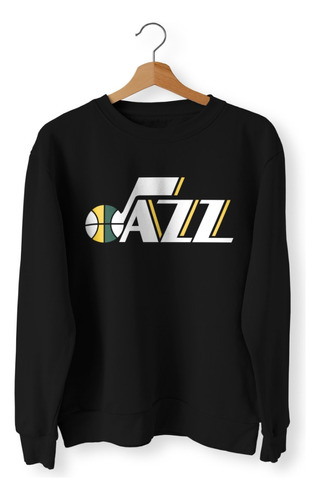 Buzo Nba Cuello Redondo Utah Jazz Logo Jazz Negro