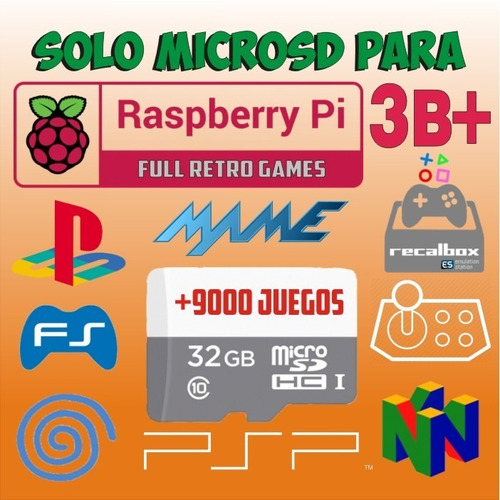 Recalbox 32gb Para Raspberry 3b+ Ps1 Snes Full Multisistemas