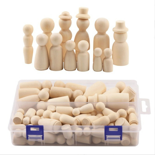 Unpainted Painted Children's Wooden Doll 55 Pieces 1