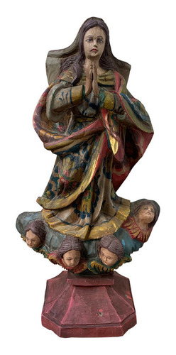 Imagem 1 de 10 de Antiga Santa Nossa Senhora Madeira 66cm