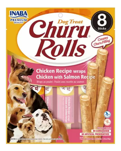 Churu Rolls Salmón Para Perros 8 Tubitos