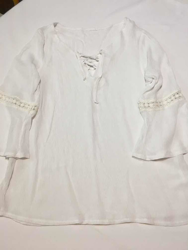 Blusa Blanca Crepe Talle M Impecable!