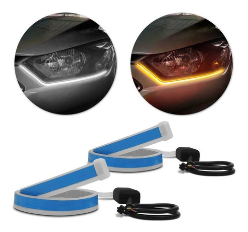 Par Barra Fita De Led Flexível Automotiva Carros Motos 60cm