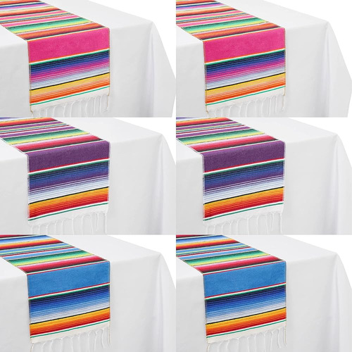 Humorous.p Mexican Table Runners 6 Packrainbow Colors Serape
