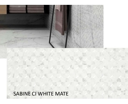 Eu Ceramica Pared Sabine White Gris Mate Relieve 33.3x90