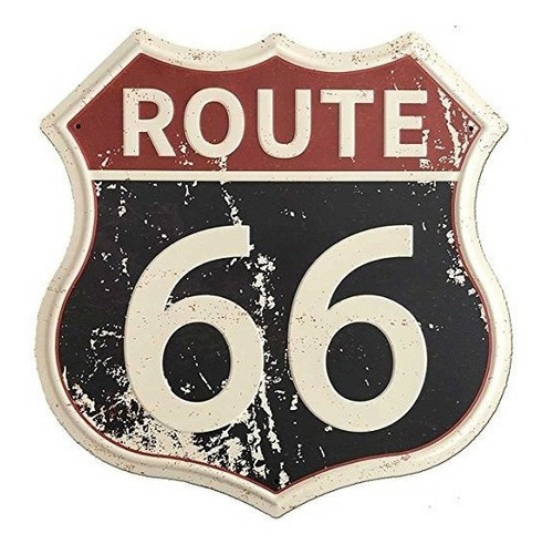 Cartel  Vintage Metalico Decorativo Route 66 30x30cm 