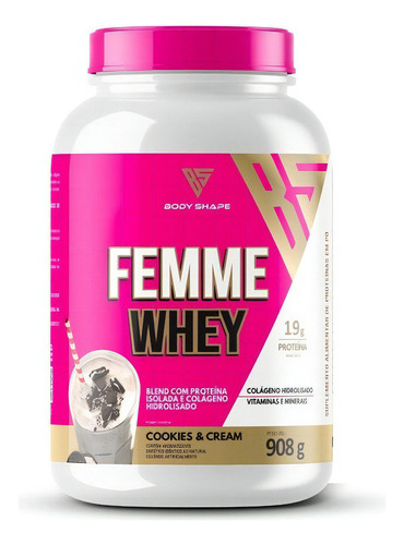 Whey Protein Femme Feminino 908g - Body Shape Sabor Cookies