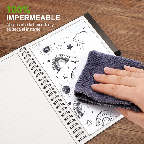 Cuaderno Inteligente, A5 Cuaderno Borrable Borrado Con Agua