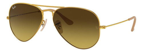 Óculos de sol Ray-Ban Aviator Gradient Standard armação de metal cor polished gold, lente brown de cristal degradada, haste polished gold de metal - RB3025