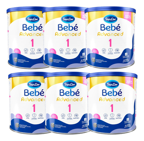 Combo X6 Sancor Bebe Advanced 1 Lata 800g