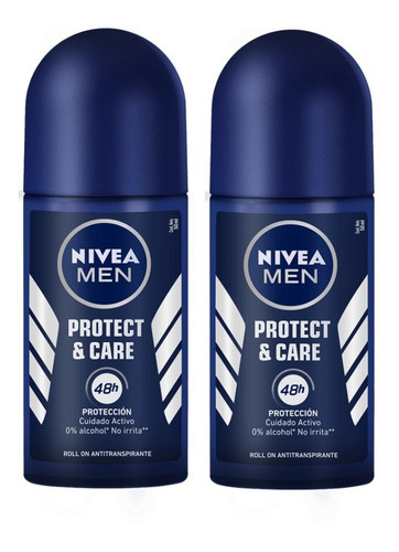 Desodorante Nivea En Rollon Protect&care For Men X 2 Fragancia Protect Care