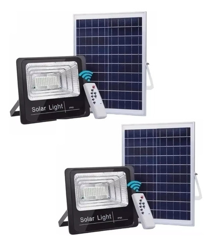 2 Lampara Luz Led Foco Solar 30w/100 Led,exterior, C/control