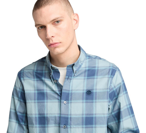 Camisa Timberland Azul Manga Larga A68k7 Hombre