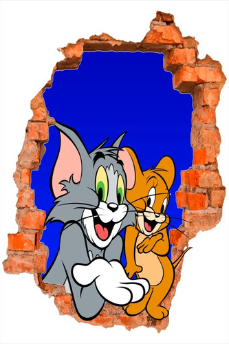 Vinilos Decorativos Adhesivos Pared Rota 3d Tom Y Jerry