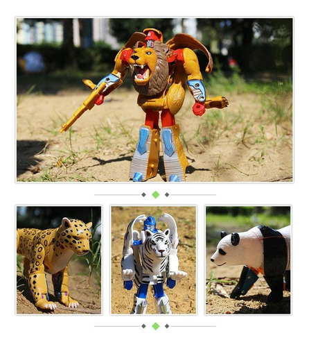 2pcs Transformador Animal Leão E Tigre Robô Brinquedo Fingir