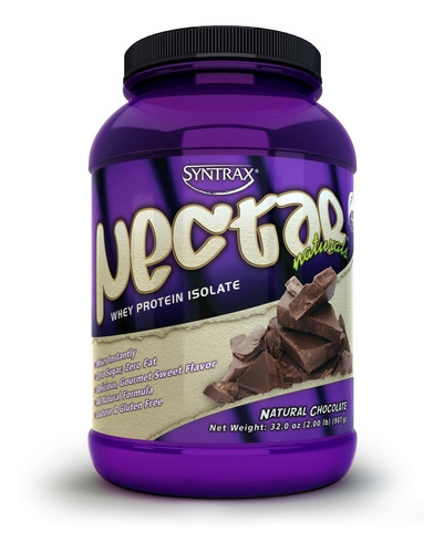 Proteína aislada de suero de leche Nectar Naturals 907 g sabor a chocolate natural Syntrax