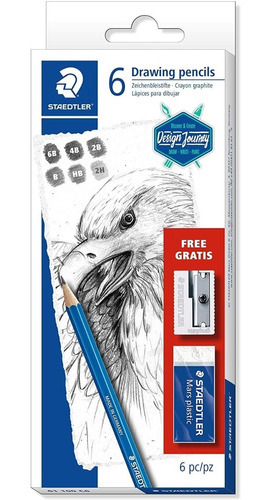 Imagen 1 de 1 de Staedtler Set Dibujo Lumograph 6 Lapices + Sacapunta + Goma
