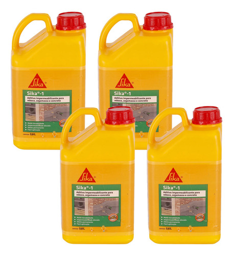 Kit 4 Aditivo Impermeabilizante Sika-1 Parede Umidade 3,6 Lt