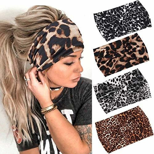 Diademas - Gortin Boho Headbands Black Yoga Leopard Hair Ban